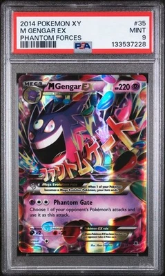 2014 POKEMON XY PHANTOM FORCES #35 M GENGAR EX PSA 9 (Q228) - Image 1 of 2