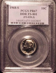 1968-S Proof Roosevelt Dime PCGS PR67 FS-801 double die reverse DDR - Picture 1 of 2