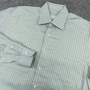 Ermenegildo Zegna camicia elegante uomo 16-41 verde a righe manica lunga con bottoni - Foto 1 di 12