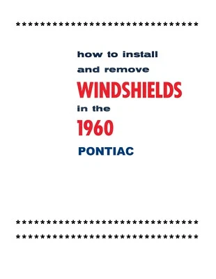 Pontiac 1960 parabrisas vidrio manual de instrucciones de instalación y extracción Foto 1 de 2