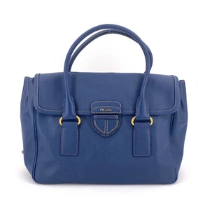 Auténtico bolso de mano grande para mujer Prada Saffiano Pattina Bluette  - Imagen 1 de 10
