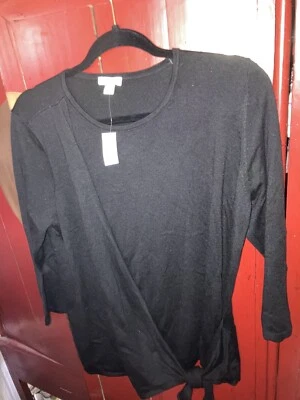 Suéter para mujer Jill talla mediana envolvente sintética negro mezcla de algodón y cachemir Foto 1 de 4