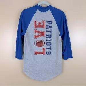 Love Patriots Football Blue & Gray Women’s 3/4 Sleeve Top T-shirt Small - Picture 1 of 8