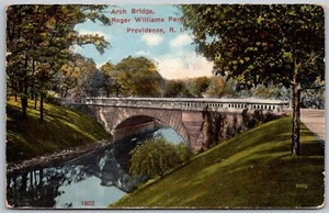 Postal de Providence Rhode Island 1915 Arch Bridge Roger Williams Park - Imagen 1 de 2