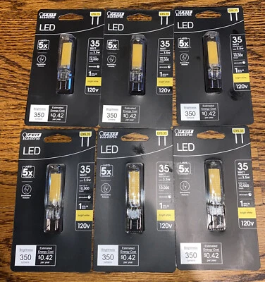 NEW 6-PACK Feit Electric 35 W Equivalent 3000K T4 GY6.35 Bi-Pin Base LED Bulb - Image 1 of 4