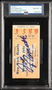 Joe Namath Signed Ticket Stub Giants VS Jets 1973 PSA MINT 10 - Picture 1 of 2