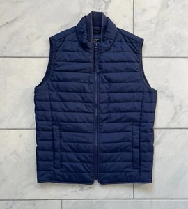 J Crew Quilted Puffer Vest Small Blue Mens Zip Up Lined 3M Thinsulate - Picture 1 of 17