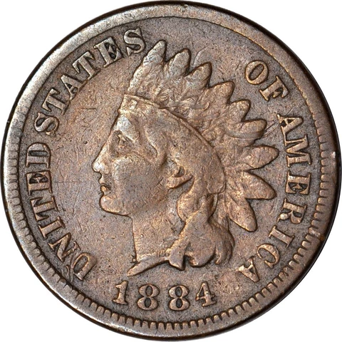 1884 1C 8 in Denticles STAR on Shield MPD FS-401 Snow-1 Indian Cent Good K15767 Cover