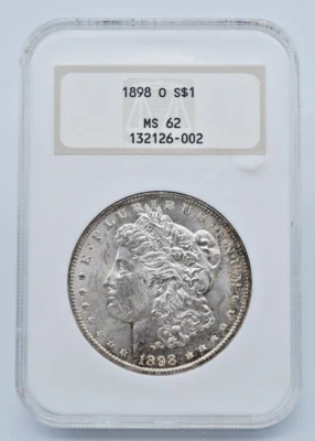 1898-O Morgan Silver Dollar NGC MS 62 Old Gold Embossed Holder  - U1079 - Image 1 of 4
