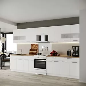 Küche Küchenzeile Einbauküche Küchenblock Singleküche ALINA 340 cm Weiß - Bild 1 von 5