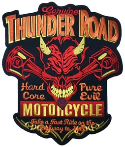 GROSSE GRÖSSE Thunder Road Motorrad Teufel Jacke bestickt Nähen Bügelbild Patch - Bild 1 von 1