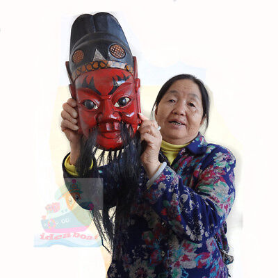 Wood Hand Carved Painted NUO MASK Walldecor - Zhong Kui(Ghost Catcher) Tall32cm • 225.50$