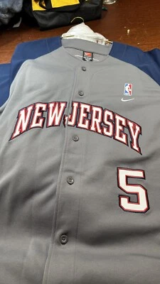 Jason Kidd Nike New Jersey Size-XXL Button Shirt NETS Warmup NBA Jacket Snap #5 - Image 1 of 4