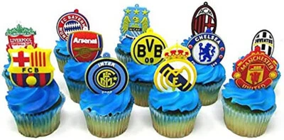 12 Piezas Primer Liga Fútbol CupCake Cake Topper TOTALMENTE NUEVO Foto 1 de 4