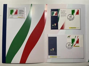 2011 Folder Filatelico 150° Unita' D'Italia Tricolore con Cartolina Annullo Roma - Picture 1 of 7
