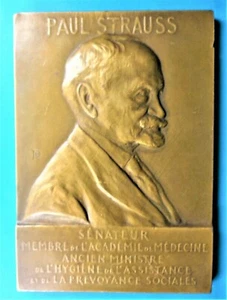 FRANCE PLQUE.PAUL STRAUSS.SENATOR MEMBER de  L'ACADEMIE de MEDDCINE. 74.6X52.7mm - Picture 1 of 9