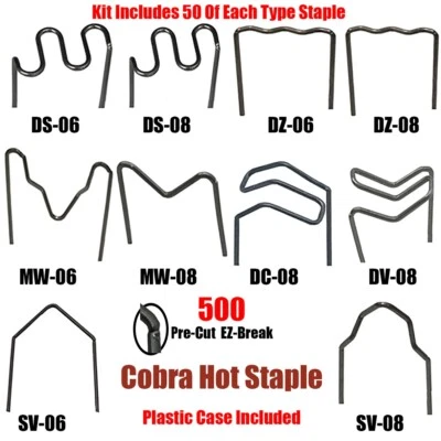 Cobra Hot Staples for Plastic, bumper, fender repair. 500 Hot staples CK-10 Foto 1 de 2