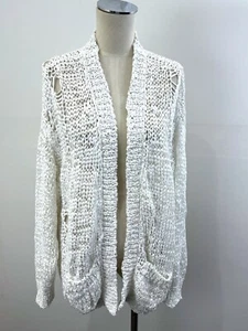 IRO JEANS Navah White Ribbon Knit Distressed Cardi sz 12 RRP $505 USD [kh - Picture 1 of 7