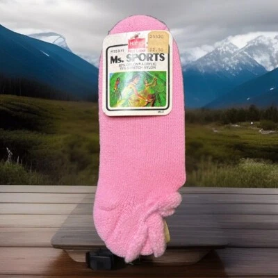 Calcetines deportivos Hanes Ms. de colección (1 par) corte bajo 9-11 acrílico NOS rollo rosa años 80 Foto 1 de 4
