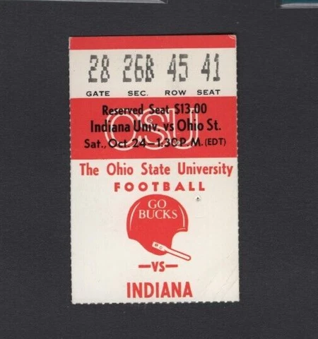 1981 OHIO STATE BUCKEYES VS. INDIANA NCAA FOOTBALL TICKET STUB VG-EX COND Cover