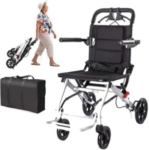 Lightweight Wheelchairs with Handbrake Ultralight Folding Travel Wheelchair Port - Picture 1 of 9