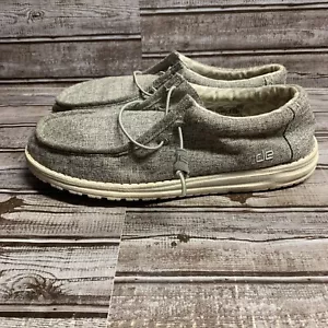 Hey Dude Mens Wally Linen Iron Gray Casual Walking Athletic Shoes Sz US11 EU 44 - Picture 1 of 18