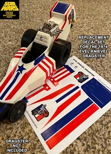 EVEL KNIEVEL 1974 FORMEL 1 DRAGSTER ERSETZEN PEEL-N-STICK GESTANZTES AUFKLEBERSET * UK * - Bild 1 von 21