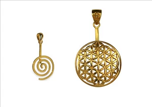 Donut Halter Spirale, Blume des Lebens, Gold / vergoldet Edelstein Anhänger - Bild 1 von 3