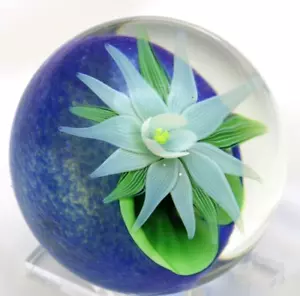 Bellissimo PESO CARTA ORIENTE & FLUME NINFEA fiorito FIORE arte vetro - Foto 1 di 9