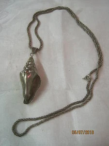 Vintage Sterling Silver Necklace Seashell shape Pendant braided Chain - Picture 1 of 5