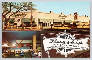 Postcard Washington DC Chrome Multi View Flagship Restaurant - Picture 1 of 3