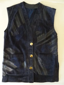 ZASPEL Design Luxus Leder-Weste Damen 40 Dunkelblau Wildleder - Bild 1 von 9