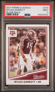 MYLES GARRETT 2017 PANINI CLASSICS BLANK BACK ROOKIE SP /50 BROWNS PSA 9 POP 2 - Bild 1 von 1