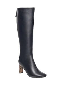 FRENCH CONNECTION Liv Square Toe Boot w/ Snakeskin Heel & Zipper Accent size 9. - Picture 1 of 4