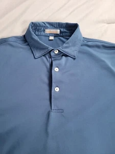 Peter Millar Summer Comfort Medium Polo Shirt Solid Blue Atkins - Picture 1 of 9