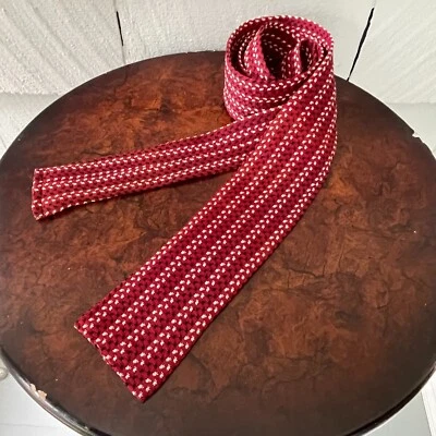 50-е 60-е винтажные мужские галстуки Wembley красный черный белый вертикальная полоса тупой конец 54x2 - Изображение 1 из 4