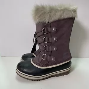 NWT Sorel Youth 4 Joan Of Arctic BOOTS Winter Snow Faux Fur purple sage - Picture 1 of 10