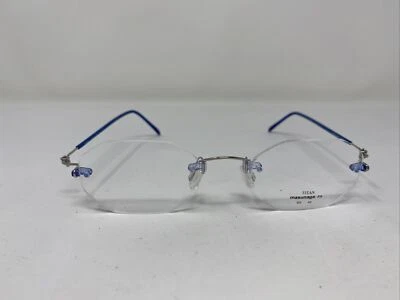 MASUNAGA EYEGLASSES FRAME A3 8 48-17-132 BLUE HALF RIM D185 - Image 1 of 4
