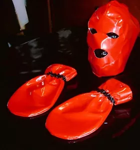 Lackfäustlinge Massage mit Öl innen und außen Lack Vinylmittens doublelayered - Bild 1 von 8