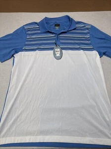 New With Tags! Greg Norman Men’s Large Golf Polo Shirt Blue White Breathable - Picture 1 of 6