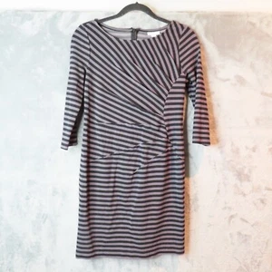 A PEA IN THE POD Maternity Dress Womens Small Gray Black Striped 3/4 Sleeve - Picture 1 of 8