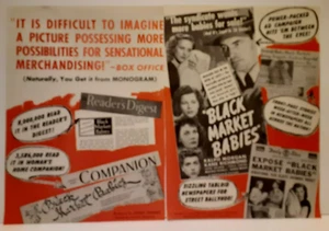 Black Market Babies 1946 Original Vintage Película Lanzamiento Comercial Anuncio Impreso - Imagen 1 de 3