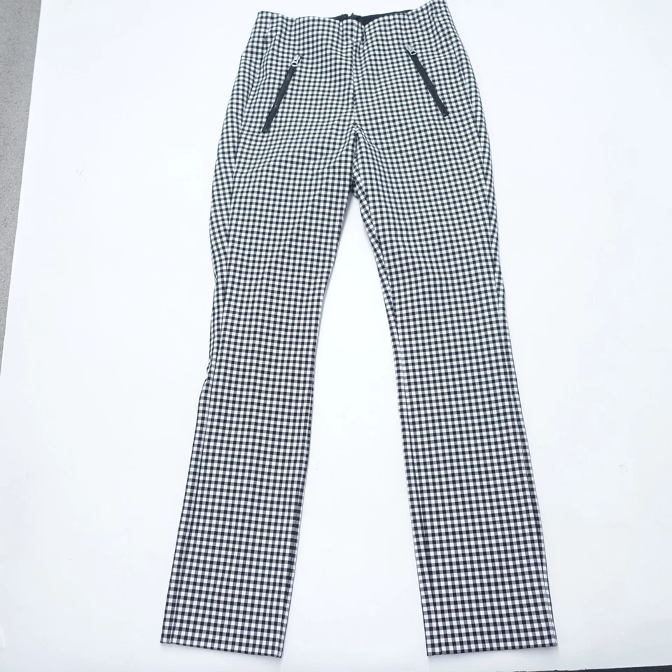 Pantalones Rag & Bone Simone Mujer 0 Negro Blanco Guinga Elastizados Bolsillos Pierna Recta Foto 1 de 4