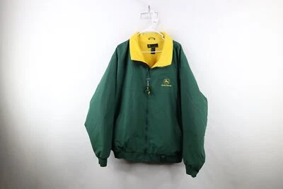 Chaqueta de bombardero forrada de vellón vintage John Deere para hombre 2XL XXL Spell Out Tractors Foto 1 de 4