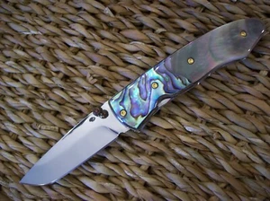 CUSTOM THAILAND KNIFE / BLACK MOTHER OF PEARL / ABALONE / NEW 2017 - Picture 1 of 10