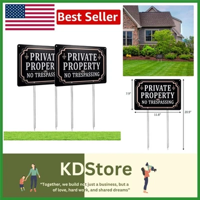 Señales de aluminio sin intrusión (paquete de 2) con estacas metálicas Foto 1 de 4