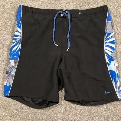 Nike Swim Floral Trim Shorts Mens Medium Beachcore VSCO Outdoors Surfing Black - Image 1 of 4