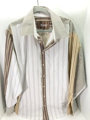 Camisa masculina Roar com botões 3XL multicolorida listrada slim fit manga longa faroeste - Imagem 1 de 4