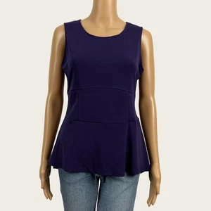 NEW The Limited MEDIUM Dark Purple Peplum Hem High Low Hem Knit Blouse Tank  - Picture 1 of 7