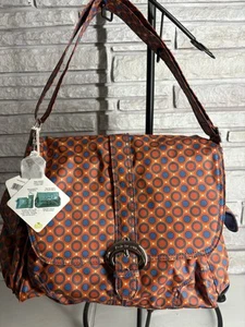 Kalencom Messenger Buckle Diaper Bag Orange Dots W/Mini Bag Bottle Tote Pad - Picture 1 of 6